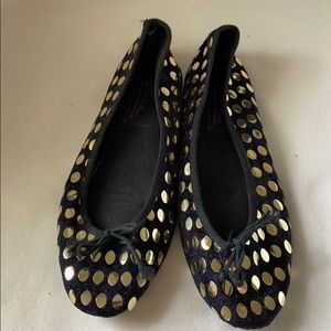Gold sequin ballet flats